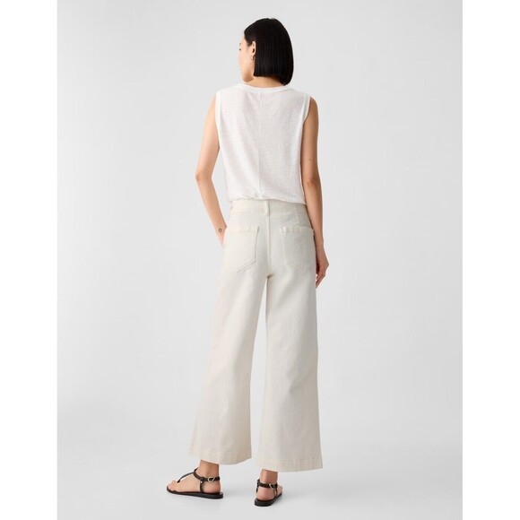 New Gap High Rise Wide Leg Utility Cropped Jeans Vintage White Size 16 Ecru NWT - Picture 4 of 14